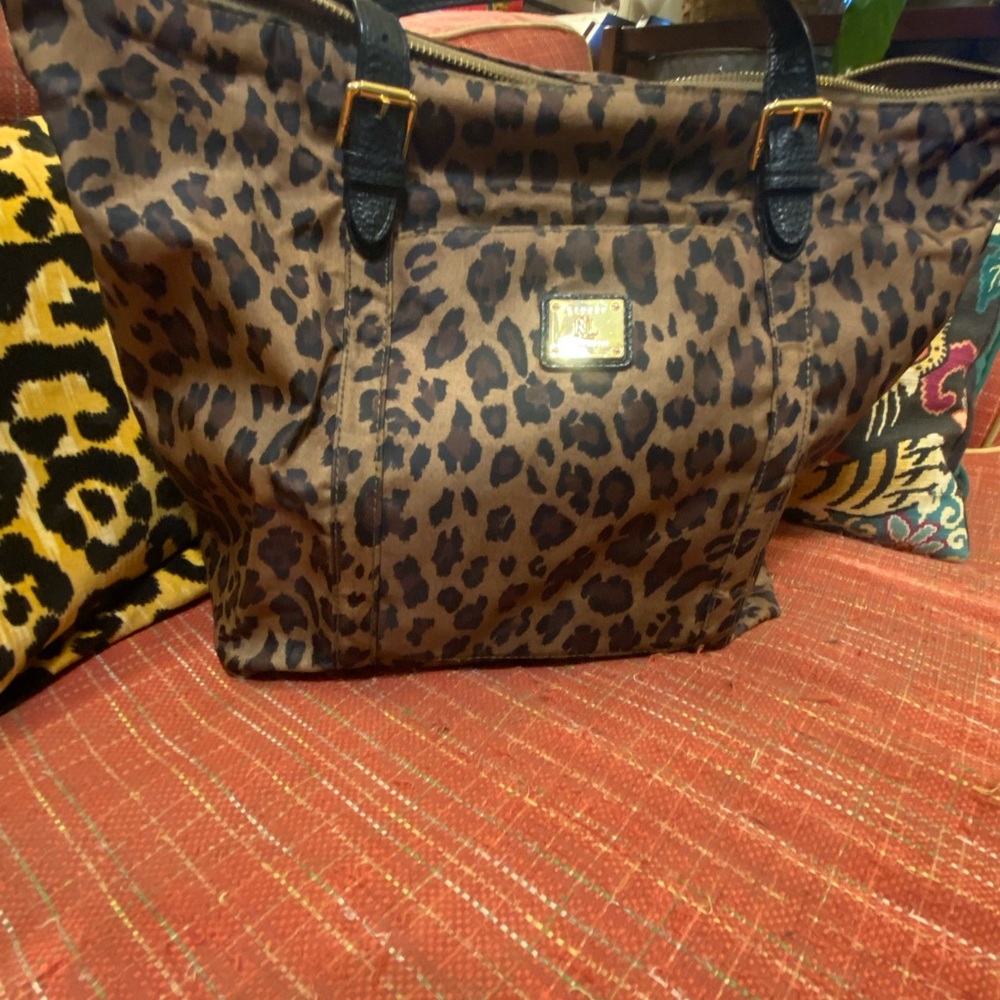 Ralph Lauren Brown Leopard Print Tote
